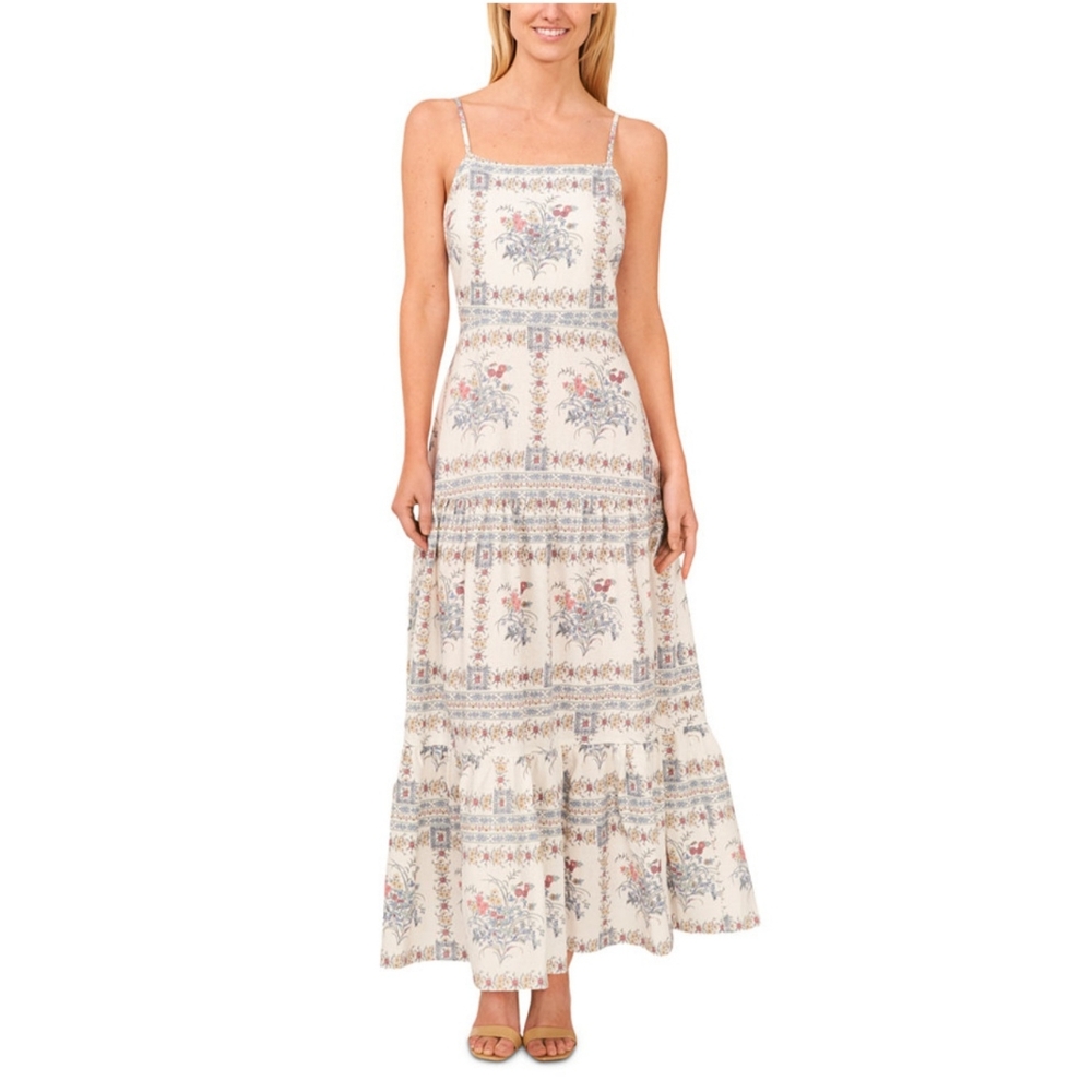 Floral Print Maxi Dress - Cream